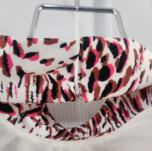 EXPRESS Pink Leopard Print Draped Bodysuit - Picture 5 of 7